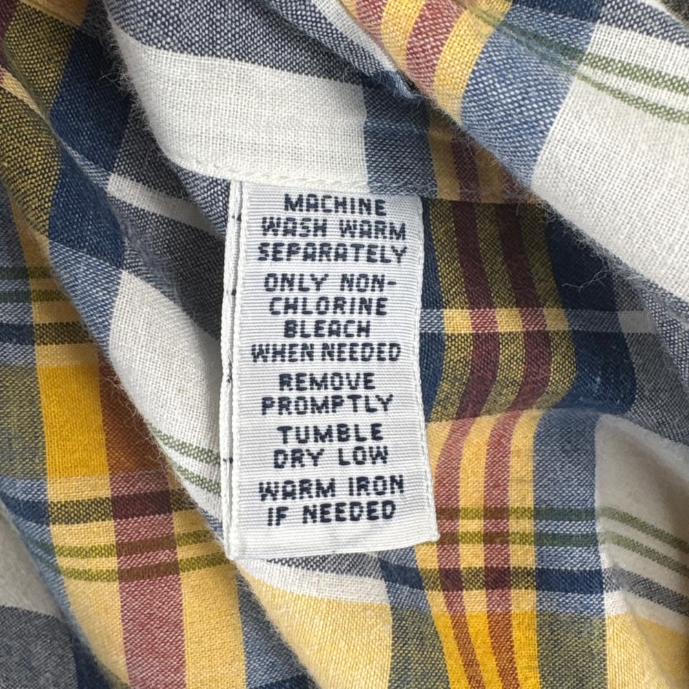Ralph Lauren Mens Classic Fit Plaid Short Sleeve Button Down Shirt Blue Yellow L - Picture 8 of 8